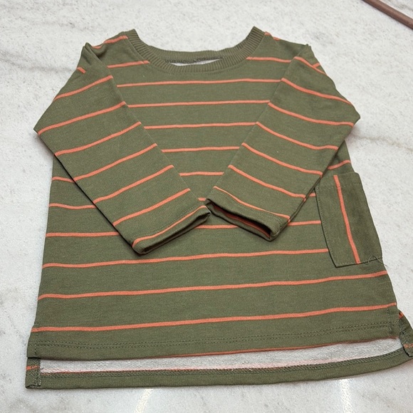 Olive Green Striped Kids Shirt - Picture 1 of 4